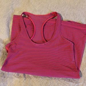 lululemon athletica Pink and Black Striped Tank Top